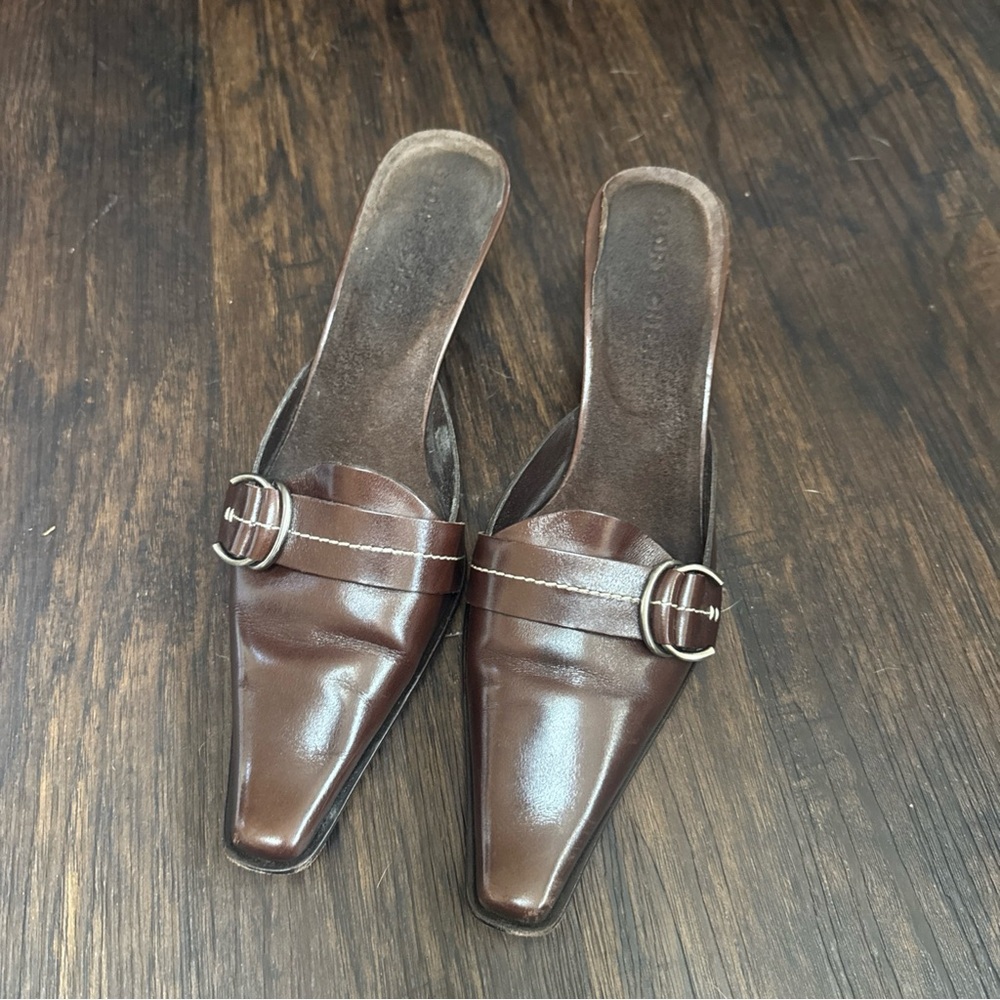 GLORY CHEN WOMENS ORIEL BROWN CLASSIC CALF LEATHER 2.5” MULE SIZE 7.5 M